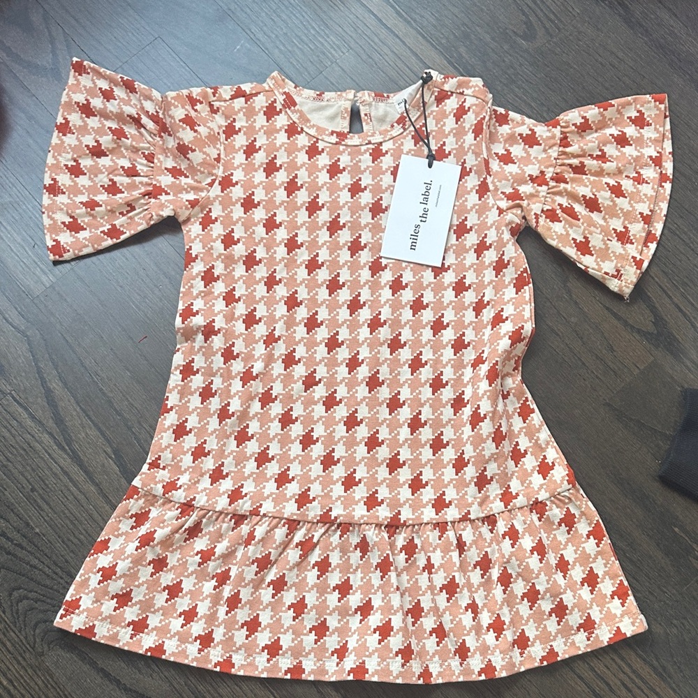 Milledeux Kids Houndstooth Dress - Red and White